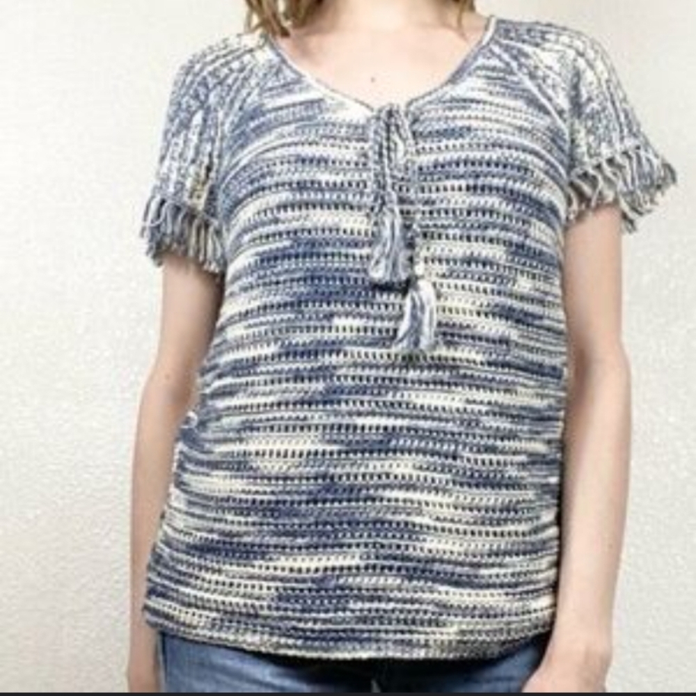 Massimo Dutti Marled Knit Short Sleeve Sweater Size Small